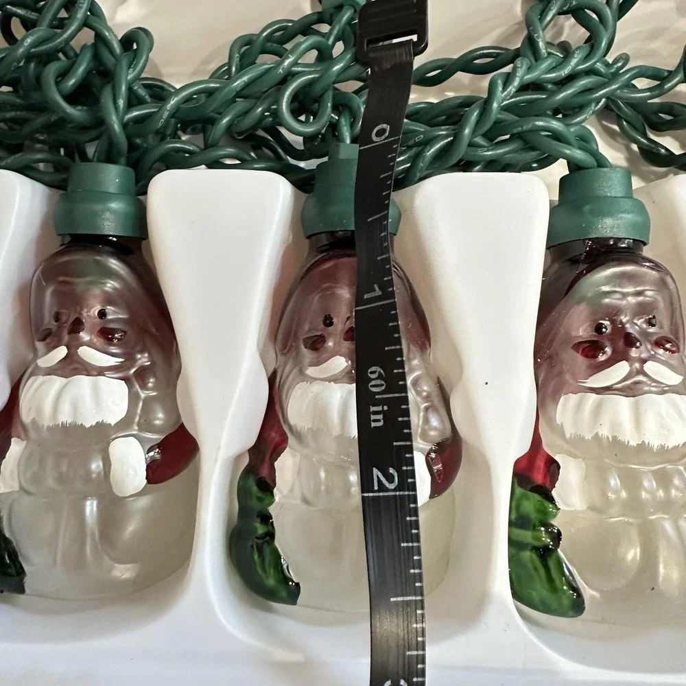 VTG 10 Indoor Christmas‎ Holidays Fancy Lights Santa Blow Mold Set 6.5 Ft READ